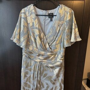 Adrianna Papell Gold Floral Evening Gown